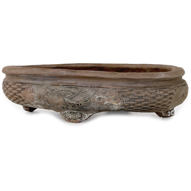 Ovale ongeglazuurde bonsaipot van Tani Ranzan - 235 x 195 x 60 mm