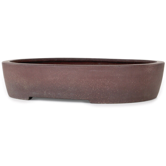 Oval unglazed bonsai pot by Yamaaki - 337 x 280 x 70 mm