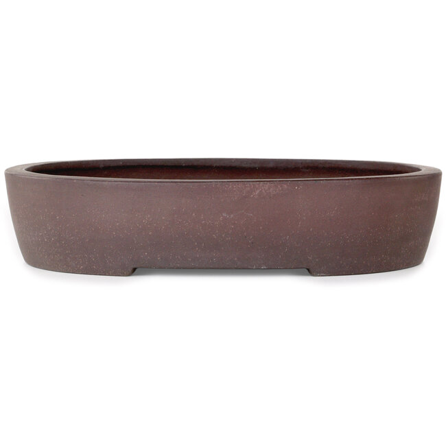 Oval unglazed bonsai pot by Yamaaki - 337 x 280 x 70 mm