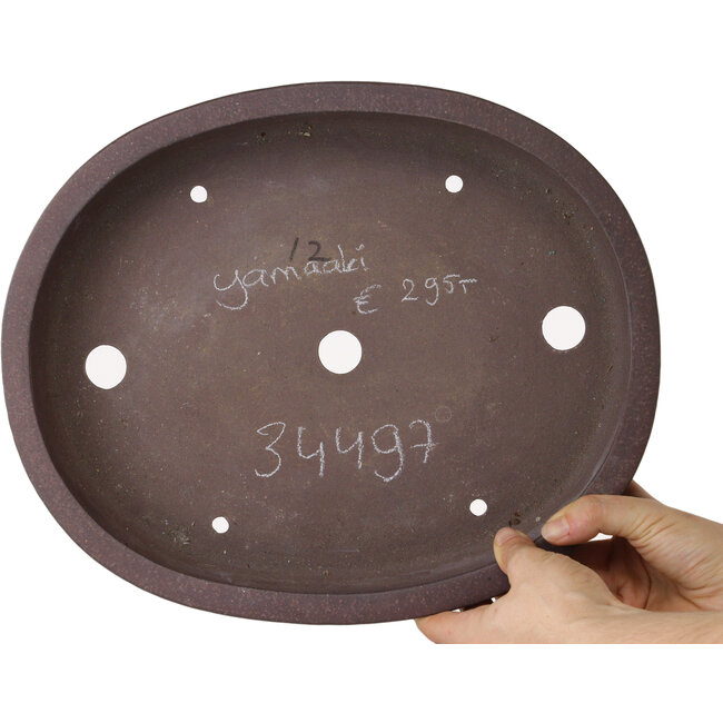 Ovale ongeglazuurde bonsaipot van Yamaaki - 337 x 280 x 70 mm