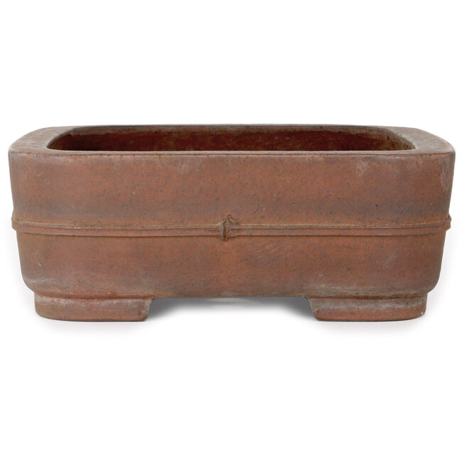 Maceta rectangular sin esmaltar para bonsái de Keizan - 377 x 298 x 105 mm