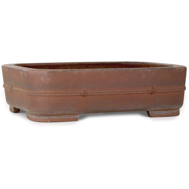 Vaso bonsai rettangolare non smaltato di Keizan - 377 x 298 x 105 mm