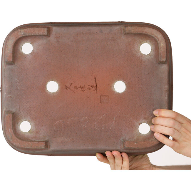 Pot à bonsaï rectangulaire non émaillé de Keizan - 377 x 298 x 105 mm