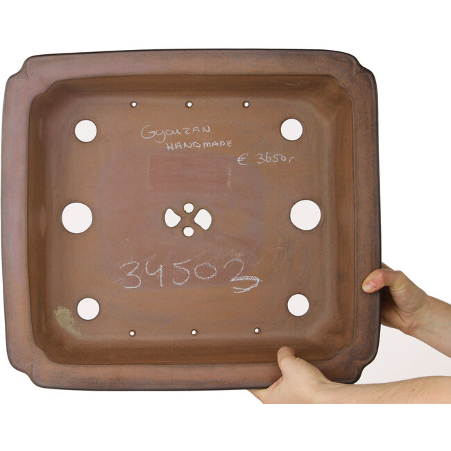 Pot à bonsaï rectangulaire non émaillé de Gyouzan - 467 x 422 x 125 mm