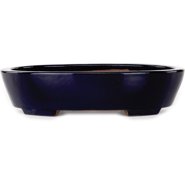Ovale donkerblauwe bonsaipot van Yamafusa - 280 x 215 x 65 mm