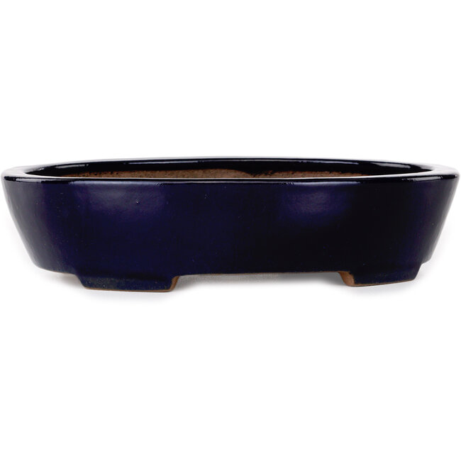 Pot à bonsaï ovale bleu foncé de Yamafusa - 280 x 215 x 65 mm