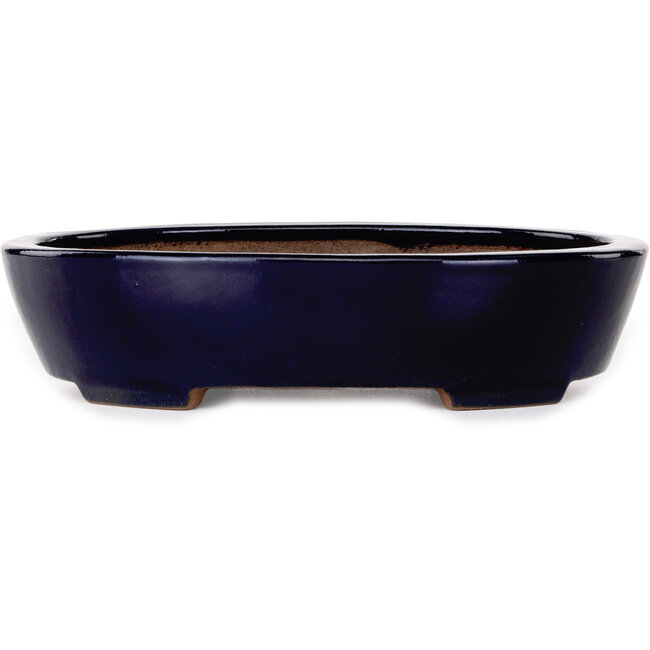 Pot à bonsaï ovale bleu foncé de Yamafusa - 280 x 215 x 65 mm