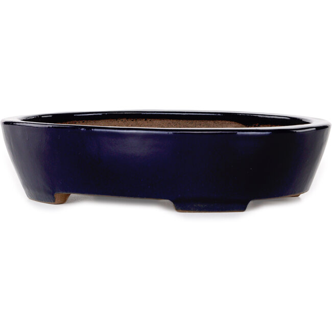 Maceta ovalada para bonsái azul oscuro de Yamafusa - 280 x 215 x 65 mm