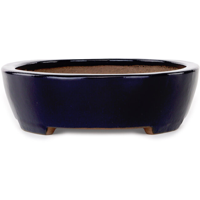 Pot à bonsaï ovale bleu foncé de Yamafusa - 280 x 215 x 65 mm