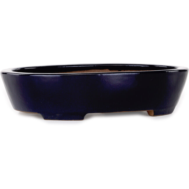 Vaso bonsai ovale blu scuro di Yamafusa - 280 x 215 x 65 mm