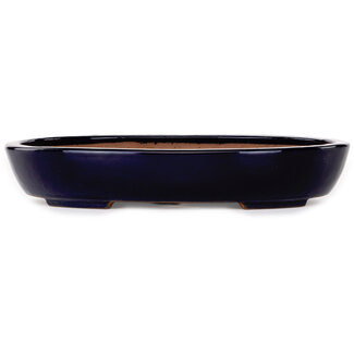  Yamafusa - Takehiko Koie 280 mm  dark blue bonsai pot by Yamafusa, Tokoname, Japan
