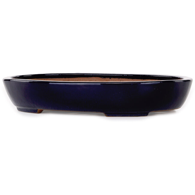Pot à bonsaï ovale bleu foncé de Yamafusa - 280 x 213 x 50 mm