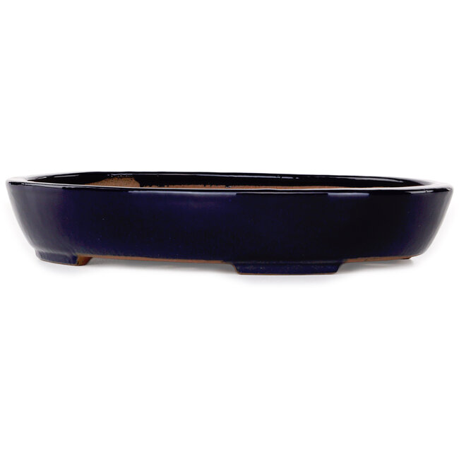 Maceta ovalada para bonsái azul oscuro de Yamafusa - 280 x 213 x 50 mm