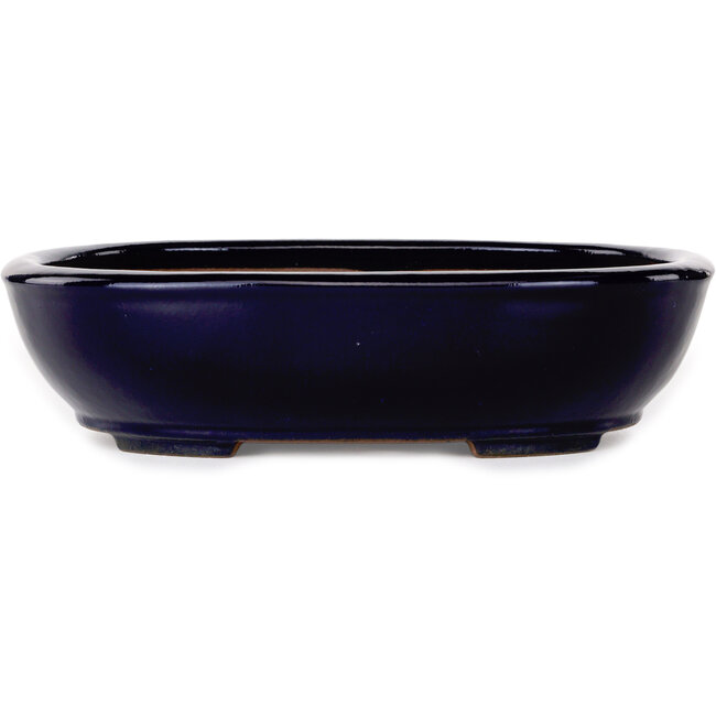 Maceta ovalada para bonsái azul oscuro de Yamafusa - 277 x 223 x 70 mm