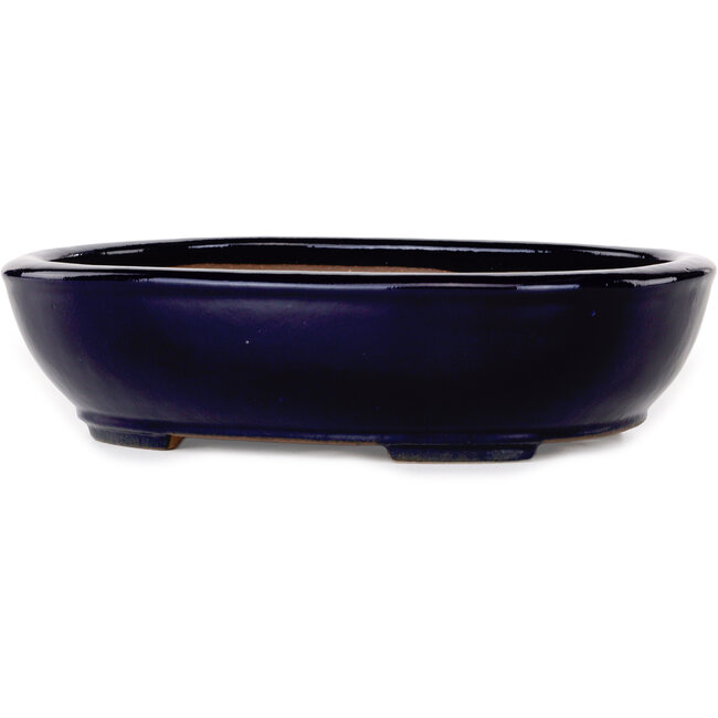Vaso bonsai ovale blu scuro di Yamafusa - 277 x 223 x 70 mm