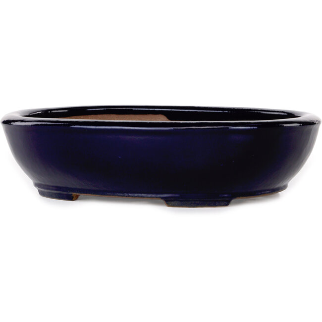 Pot à bonsaï ovale bleu foncé de Yamafusa - 277 x 223 x 70 mm
