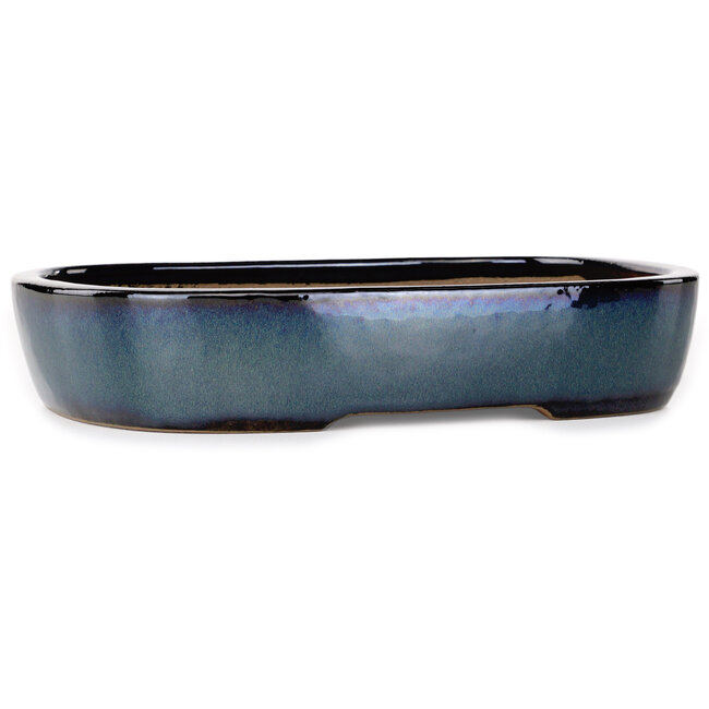 Maceta ovalada para bonsái azul oscuro de Yamafusa - 280 x 212 x 55 mm