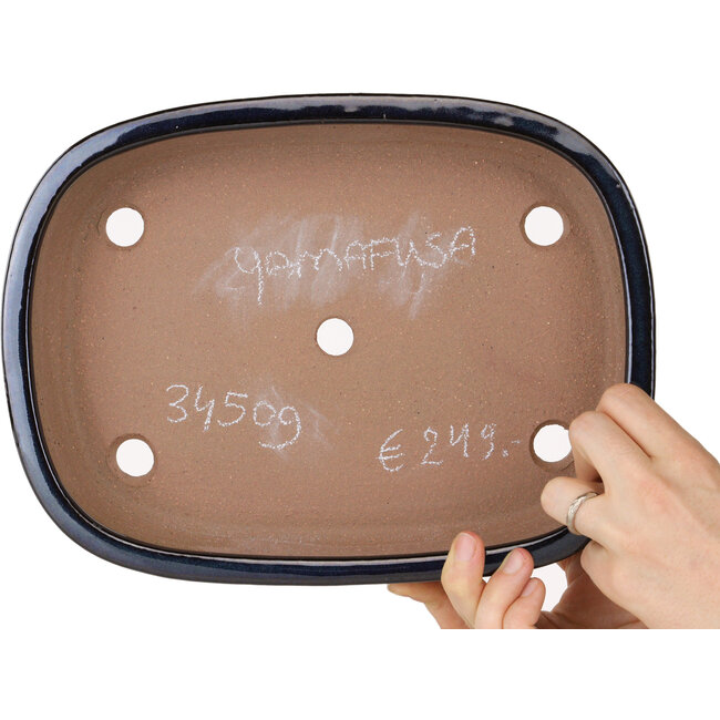 Pot à bonsaï ovale bleu foncé de Yamafusa - 280 x 212 x 55 mm