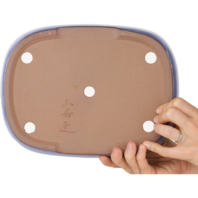Pot à bonsaï ovale bleu clair de Yamafusa - 280 x 210 x 55 mm