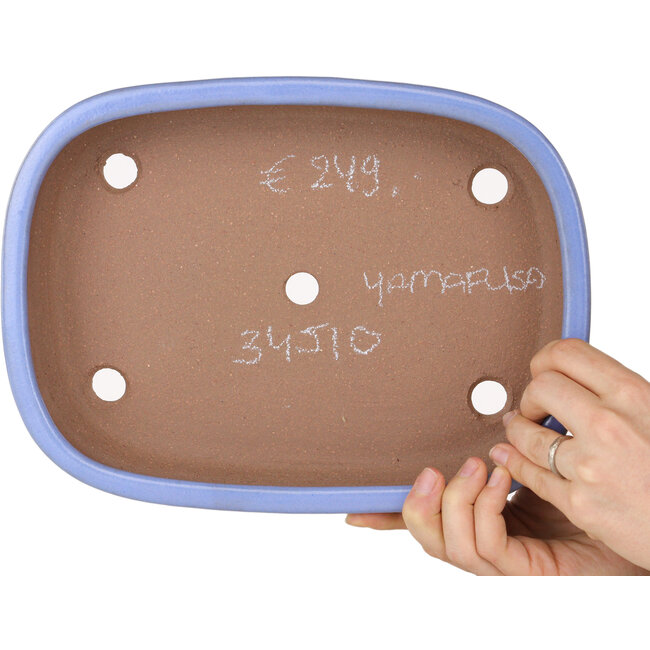 Maceta ovalada para bonsái azul claro de Yamafusa - 280 x 210 x 55 mm