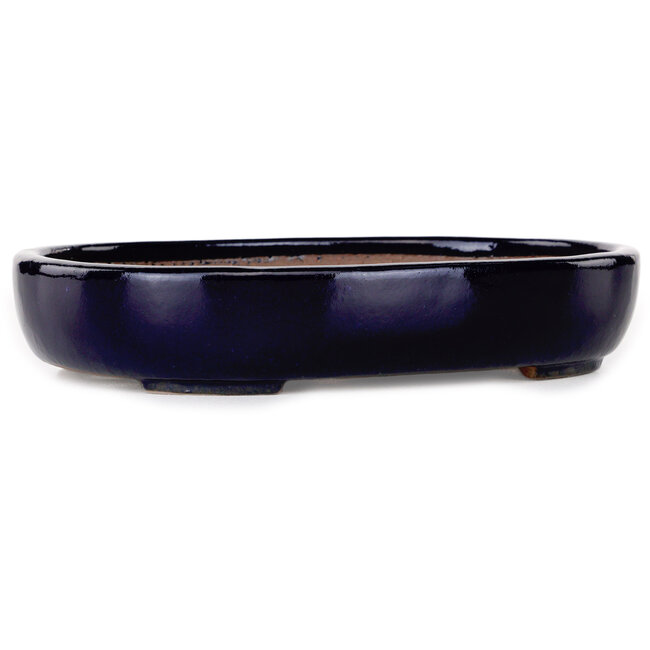Maceta ovalada para bonsái azul oscuro de Yamafusa - 210 x 165 x 40 mm