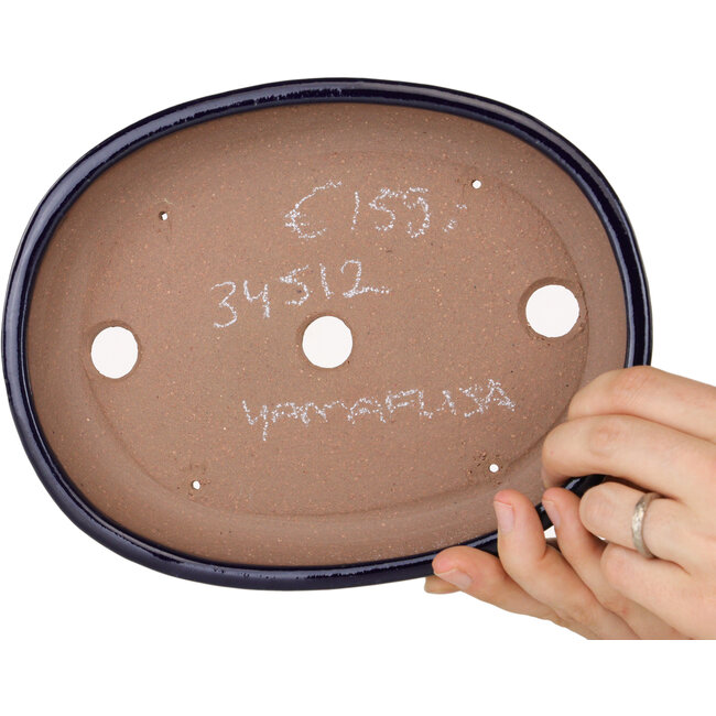 Vaso bonsai ovale blu scuro di Yamafusa - 210 x 165 x 40 mm