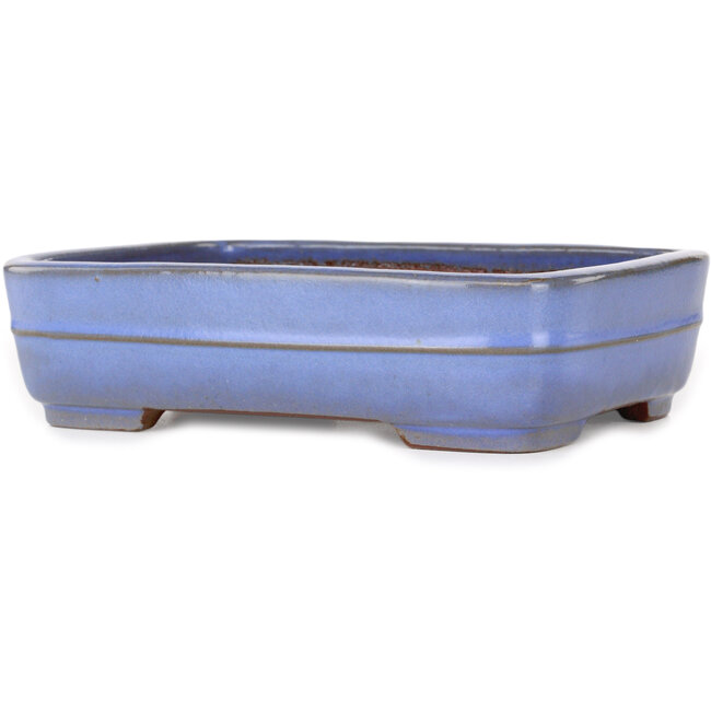 Pot à bonsaï rectangulaire bleu clair de Yamafusa - 210 x 163 x 55 mm