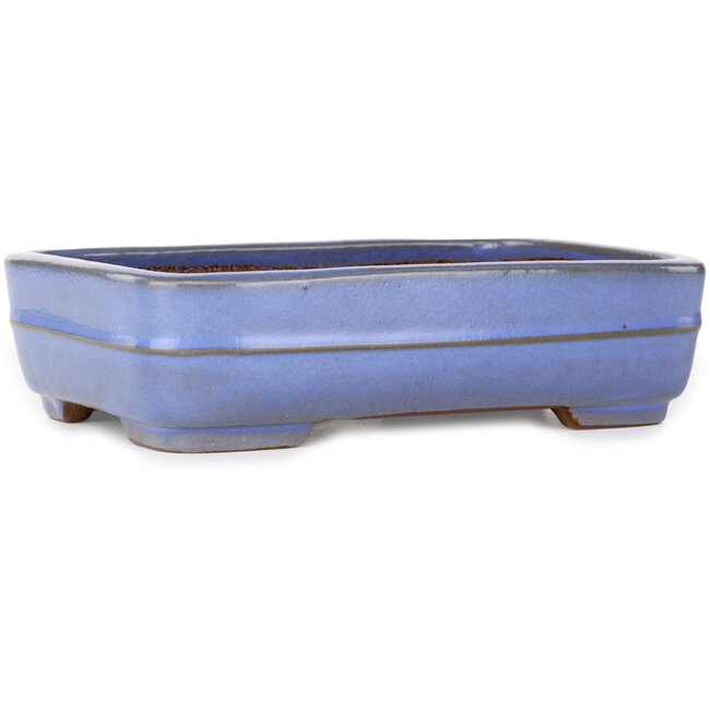 Rectangular light blue bonsai pot by Yamafusa - 210 x 163 x 55 mm