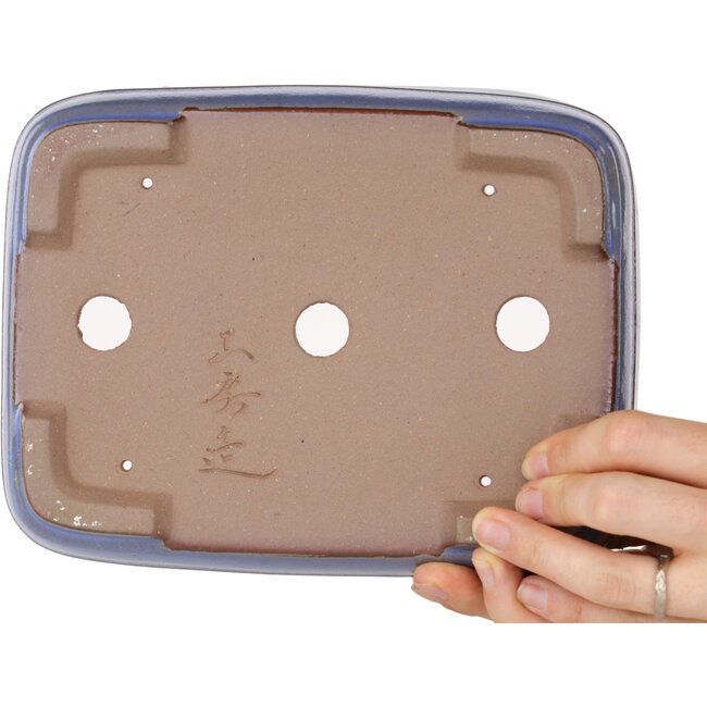 Rectangular light blue bonsai pot by Yamafusa - 210 x 163 x 55 mm
