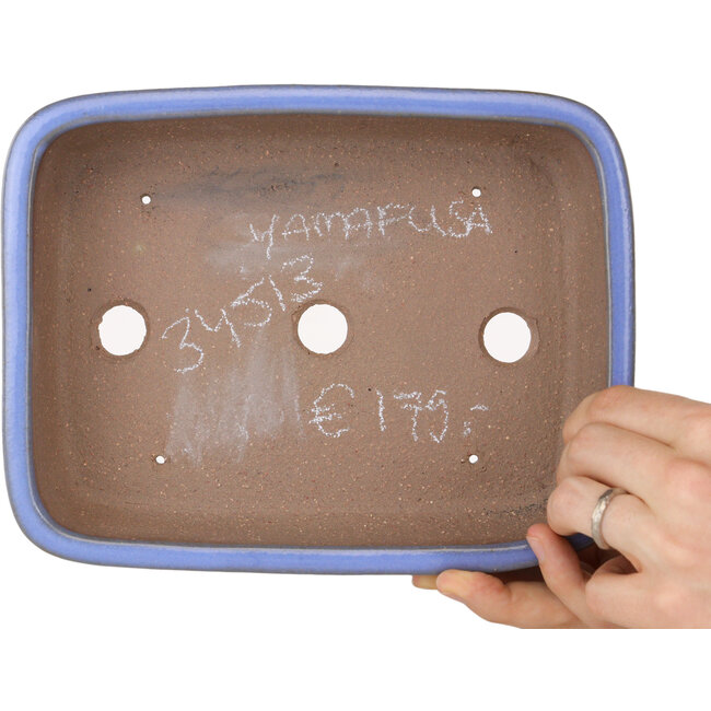 Maceta rectangular para bonsái azul claro de Yamafusa - 210 x 163 x 55 mm