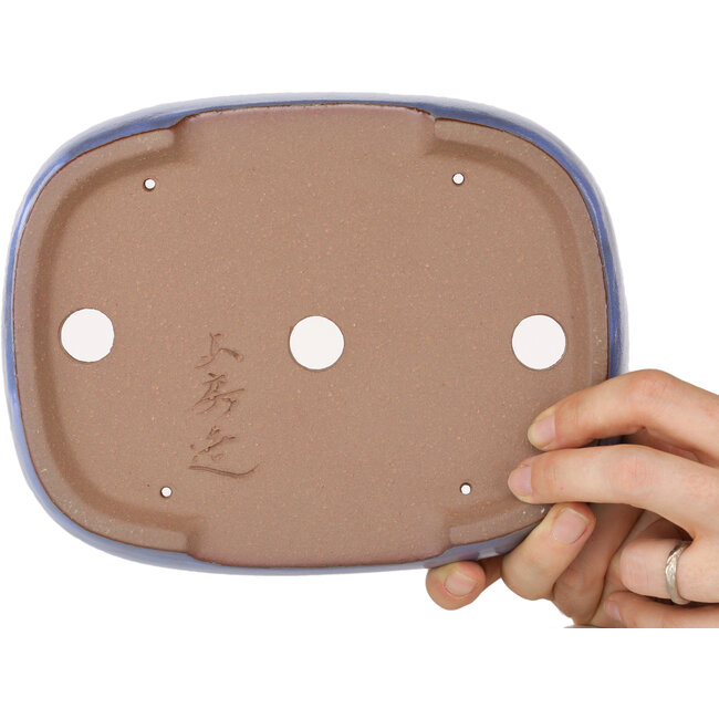 Pot à bonsaï rectangulaire bleu clair de Yamafusa - 210 x 163 x 50 mm