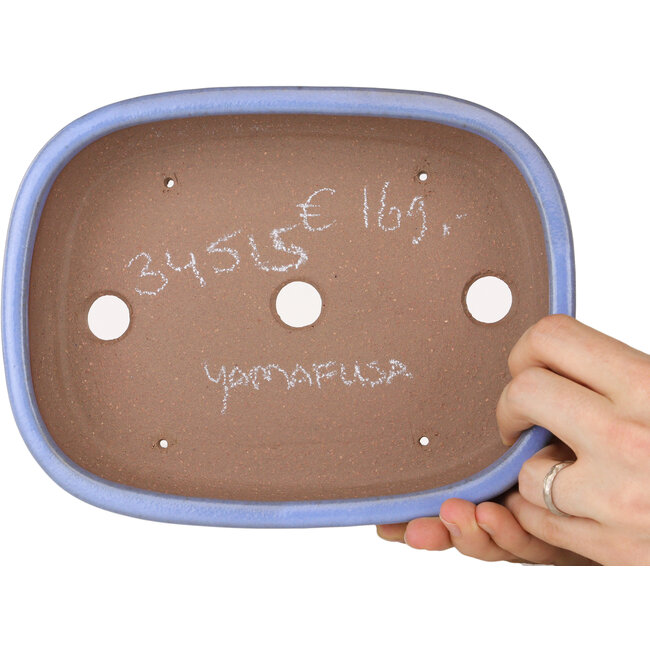 Pot à bonsaï rectangulaire bleu clair de Yamafusa - 210 x 163 x 50 mm