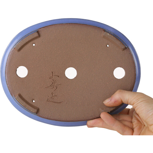Maceta ovalada para bonsái azul claro de Yamafusa - 212 x 165 x 40 mm