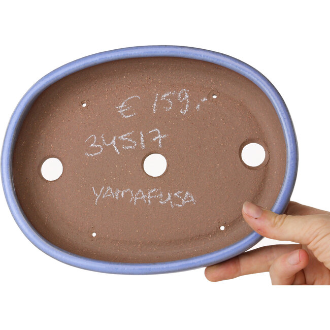 Pot à bonsaï ovale bleu clair de Yamafusa - 213 x 163 x 40 mm