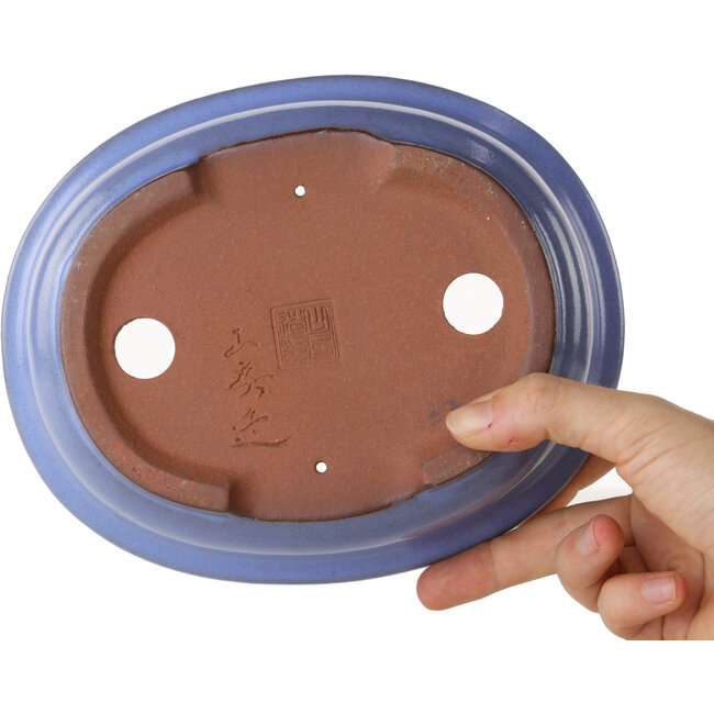 Maceta ovalada para bonsái azul claro de Yamafusa - 188 x 153 x 60 mm