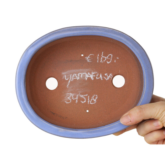 Maceta ovalada para bonsái azul claro de Yamafusa - 188 x 153 x 60 mm