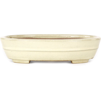  Yamafusa - Takehiko Koie 210 mm  beige bonsai pot by Yamafusa, Tokoname, Japan