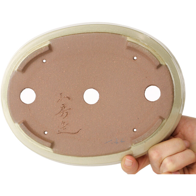 Pot à bonsaï ovale beige Yamafusa - 210 x 165 x 50 mm