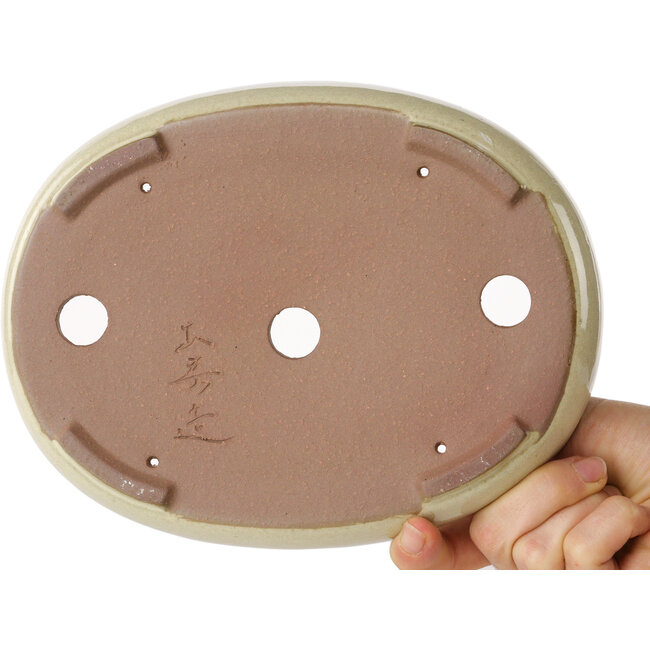 Vaso bonsai ovale beige di Yamafusa - 210 x 165 x 37 mm