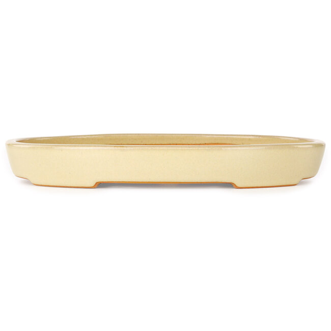 Oval beige bonsai pot by Reiho - 283 x 205 x 35 mm