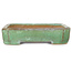 Rectangular green bonsai pot by Hosui, wife of Yamafusa - 157 x 127 x 28 mm