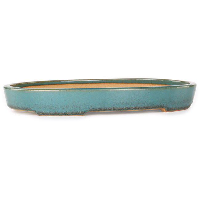 Oval teal bonsai pot by Reiho - 283 x 205 x 35 mm