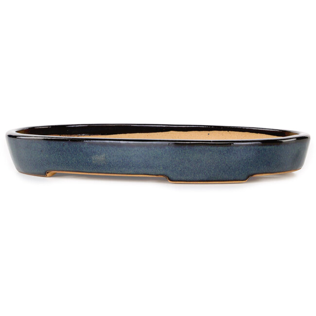 Pot à bonsaï ovale bleu foncé de Reiho - 283 x 205 x 35 mm