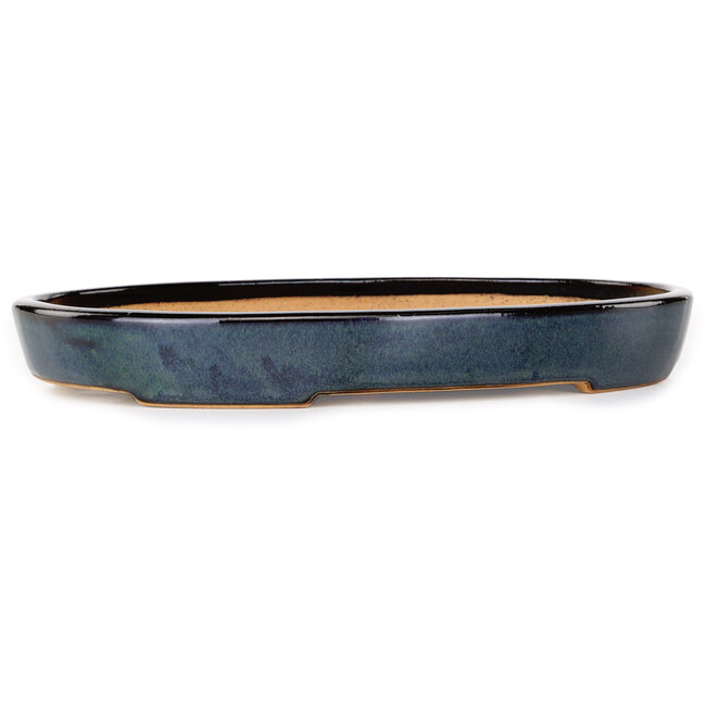Ovale donkerblauwe bonsaipot van Reiho - 283 x 205 x 35 mm