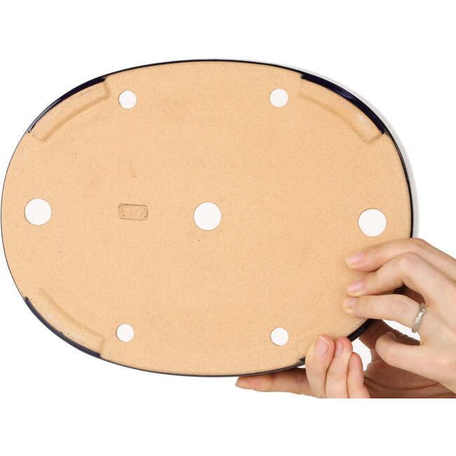 Ovale donkerblauwe bonsaipot van Reiho - 289 x 222 x 53 mm