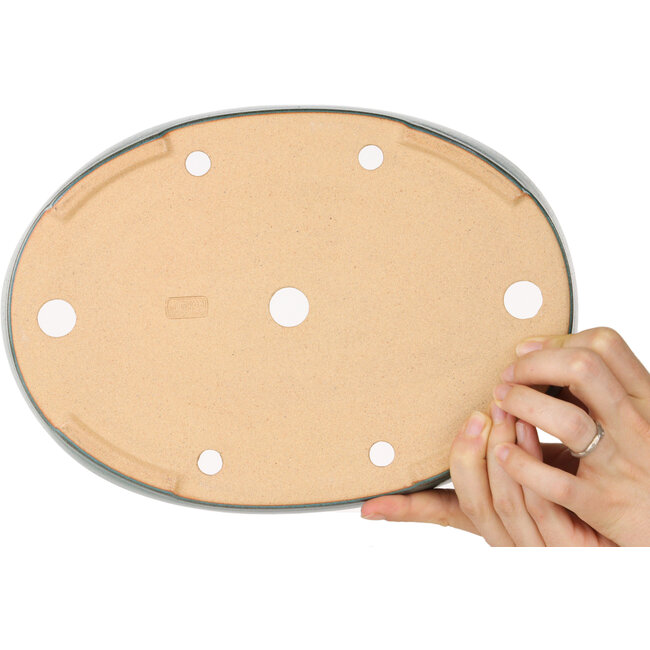 Ovaler blaugrüner Bonsai-Topf von Reiho - 283 x 205 x 35 mm