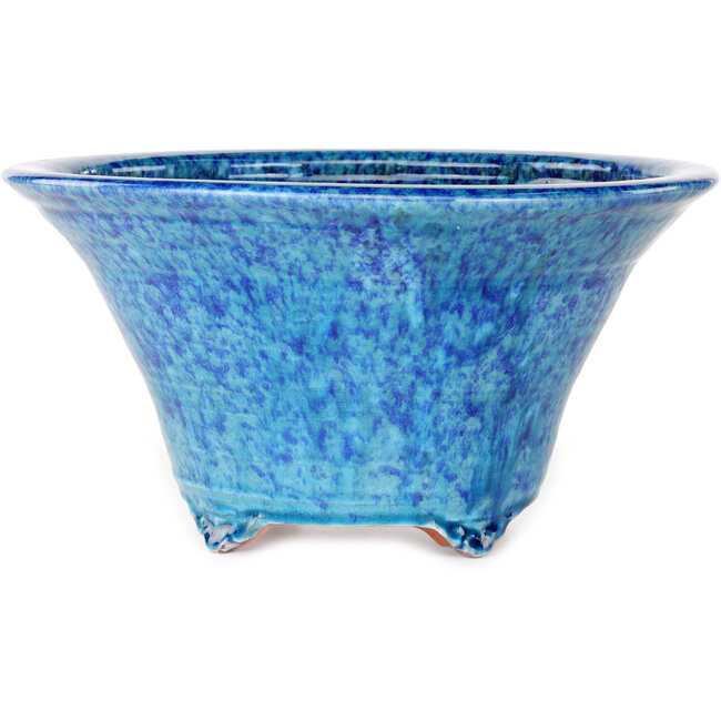 Round blue bonsai pot by Shuhou - 310 x 310 x 162 mm