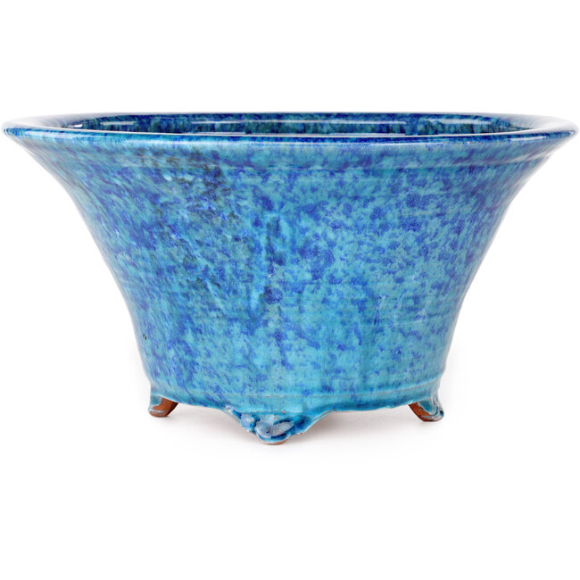 Round blue bonsai pot by Shuhou - 310 x 310 x 162 mm