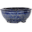 Round dark blue bonsai pot by Shuhou - 183 x 183 x 75 mm
