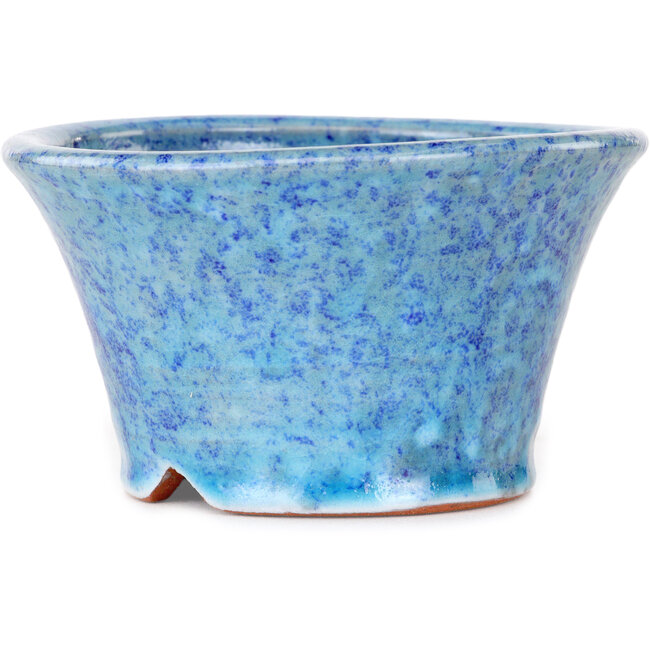 Round light blue bonsai pot by Shuhou - 125 x 125 x 72 mm
